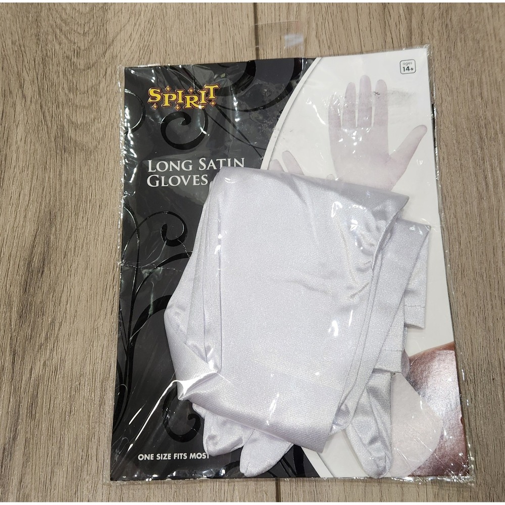 Spirit Halloween Long White Satin Gloves One Size Elbow Length Costume Accessory